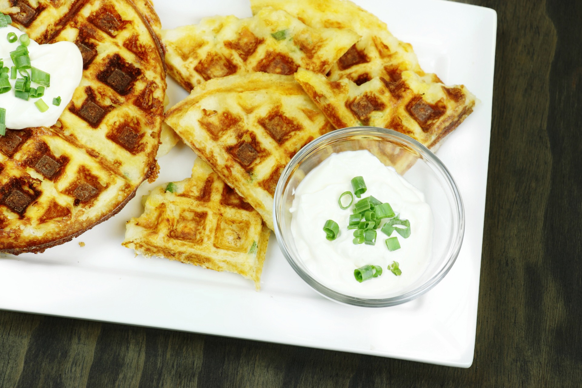 Leftover Cheesy Mashed Potato Waffles