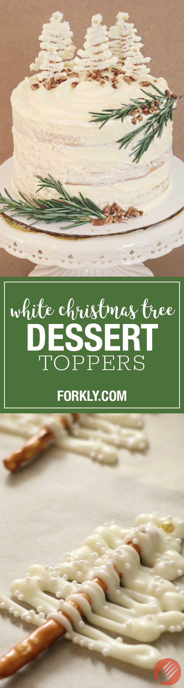 White Christmas Tree Dessert Toppers