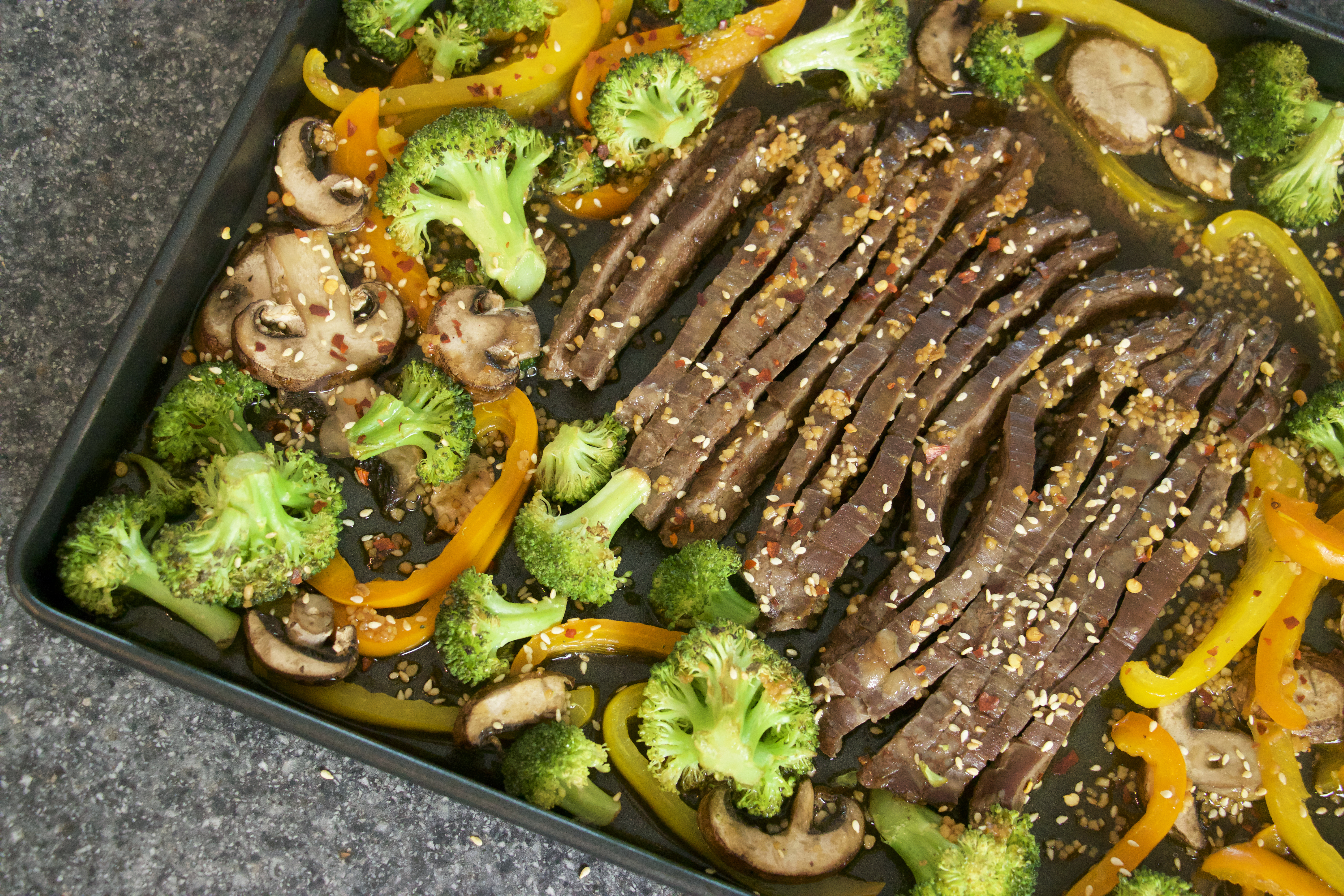 No-Grill Flank Steak Sheet Pan Dinner No-Grill Flank Steak Sheet Pan Dinner